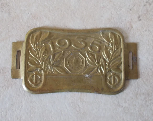 Ancienne Plaque Fiscale Pour Vélo – Taxe Vélocipède – France 1935