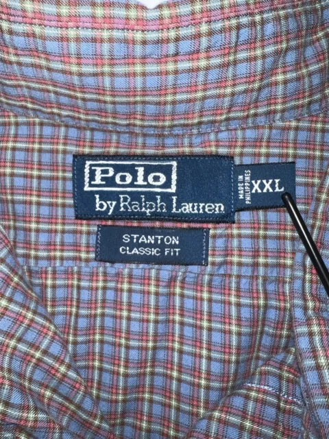 Polo Ralph Lauren Men's XXL Cotton Blue  plaid Long Sleeve Button Up Shirt