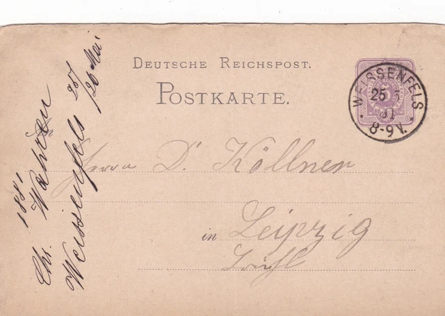 PK Dt.Reichspost , 1881 , Weissenfels