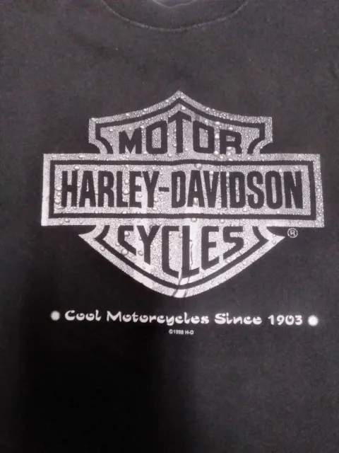 Vtg Rare 1998 Harley Davidson Black Sleeveless Shield With 3D Water Drop Size Xl