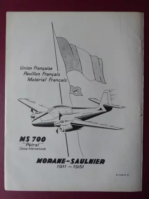 6/1951 Pub Morane Saulnier Avion Ms 700 Petrel Aircraft Original French Ad