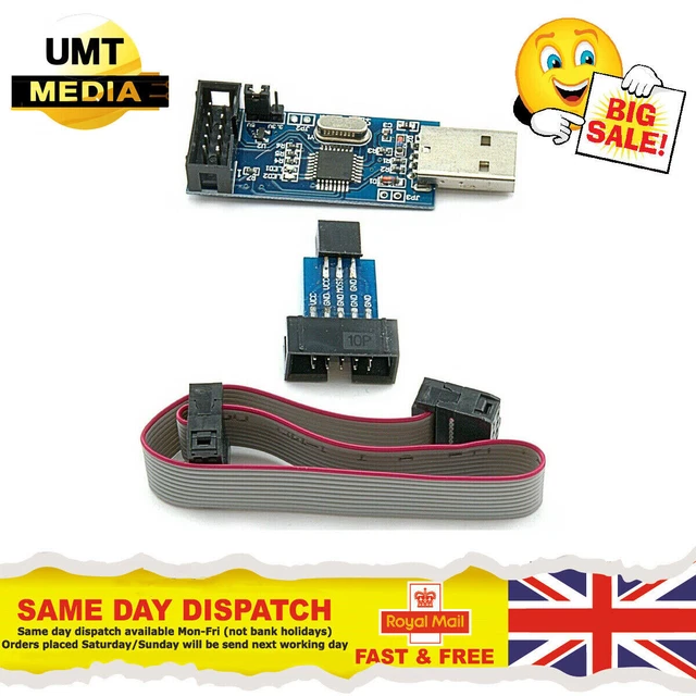 USBASP USB ISP Programmer For AVR ATMEL Arduino ATMega Including IDC Cable