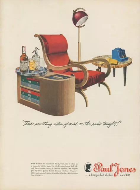 1945 Paul Jones Whiskey MCM Furniture Something Special Radio Vtg Print Ad L21