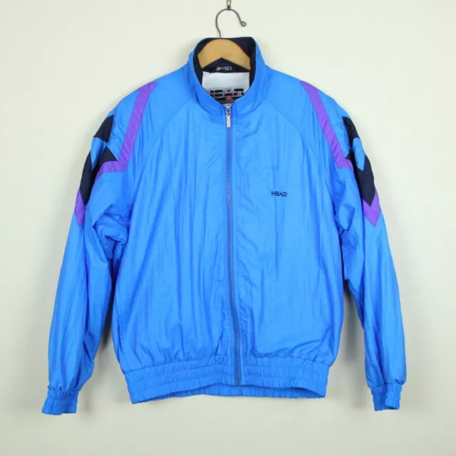 Vintage 80s 90s Nylon Windbreaker Track Jacket Blue Bright Head Hip Hop S Purple