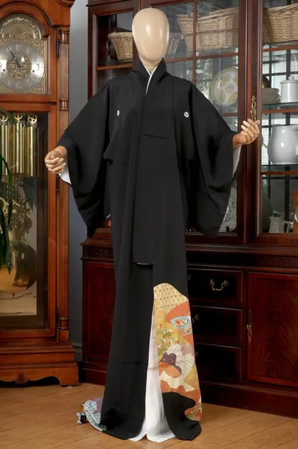 Dear Vanilla Japanese Silk Tomesode Kimono Women's Authentic Japan Vintage Mint