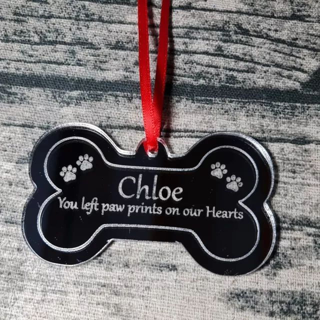 Personalised Pet Memorial Plaque Left Paw Prints In Memory Dog Cat Silver Wood