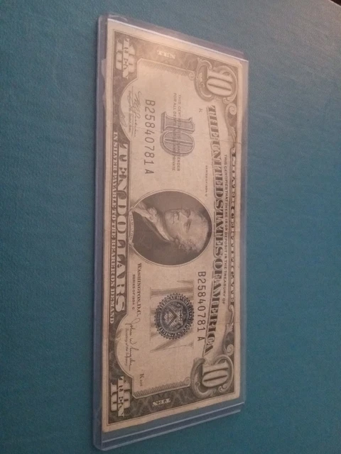 Fr 1704 Series 1934 C $10 Ten Dollar Silver Certificate Offset Seal Error USA 3