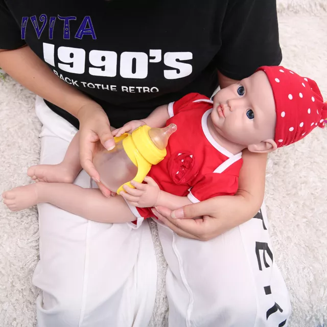 IVITA 19'' Newborn Lifelike Kids Gift Full Silicone Reborn Baby Mädchen Doll 3
