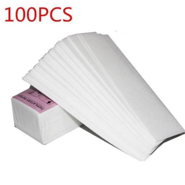 100 tiras de papel depilatorias de cera para depilación pierna brazo cara no tejido reemplazo
