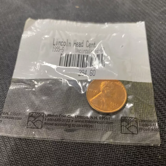 1955-S Uncirculated LINCOLN HEAD CENT Wheat Penny $0.10 Littleton Coin Co
