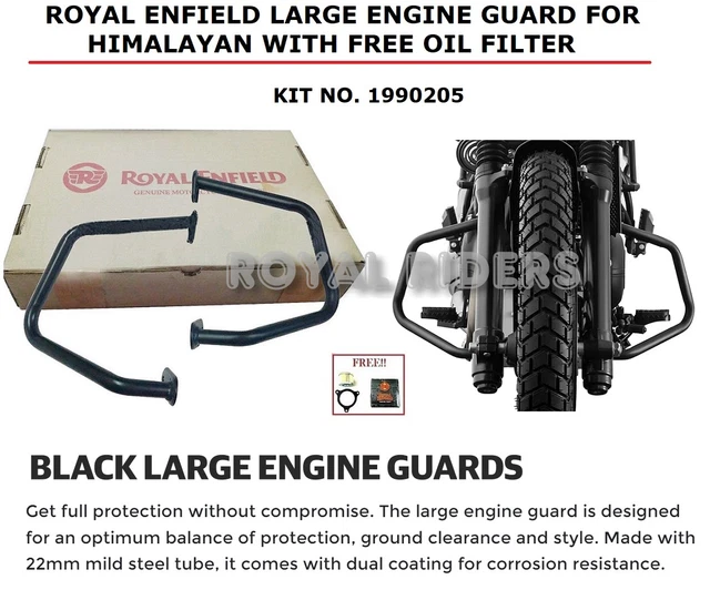 ROYAL ENFIELD &LARGE ENGINE GUARD, BLACK" For HIMALAYAN FREE OIL