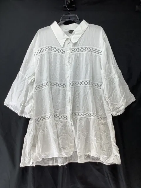 Coco+Carmen Women’s White Button Up Oversized Shirt Size L/XL