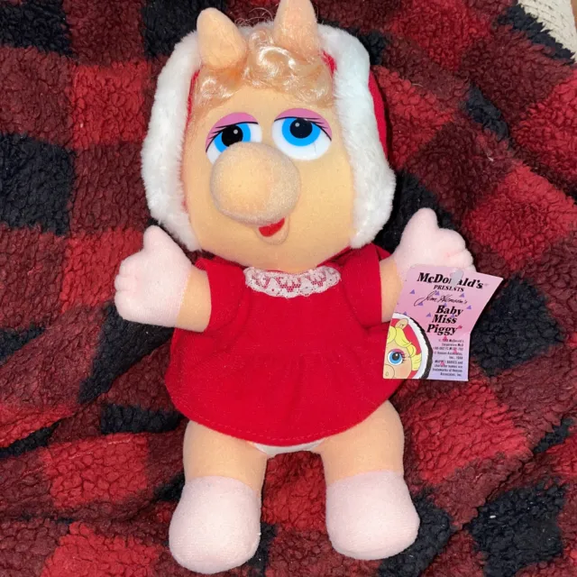 Vintage Baby Miss Piggy 11" Plush Red McDonalds Jim Henson Stuffed Toy 1988 Tags