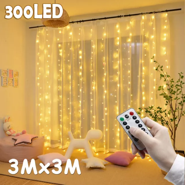 LED Curtain Fairy Lights USB String Light 8 Modes With Remote Party Wedding Lamp