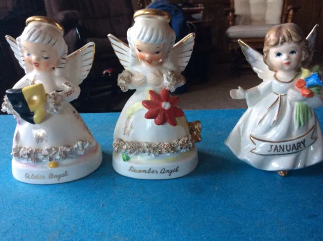 Vintage Napco Christmas-Halloween Angel Set Porcelain Figurines-Dec'-Oct—Jan-LOT
