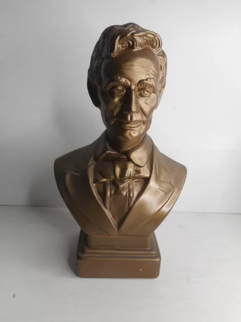 Ceramic Bronze Color Young Abraham Lincoln Bust Statue 12 3/4" Tall x 8" wide