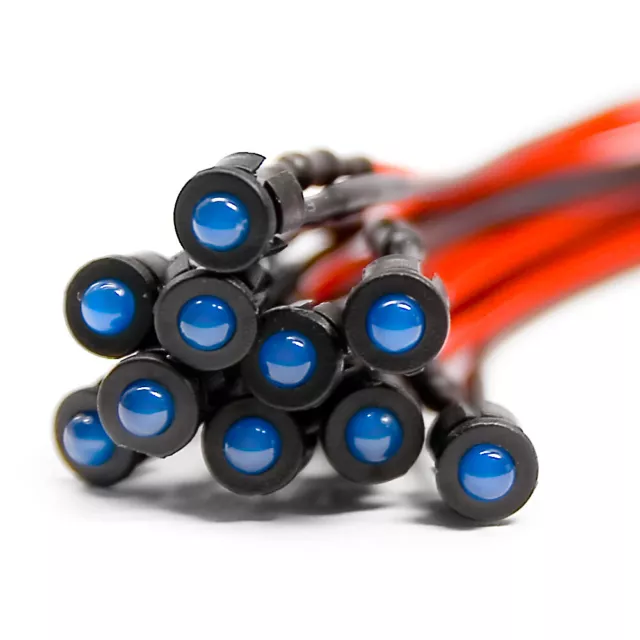 20 X Cableado Diodos LED + Plástico Soporte Pre Cableado Azul Difuso 6V 3mm