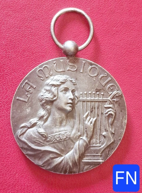 Médaille Ancienne En Bronze Argenté 'La Musique' Par F. Rasumny - Périgueux 1906, Traces D'usage