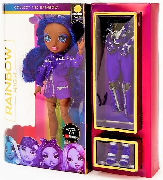 RAINBOW HIGH FASHION Krystal Bailey Purple 2 Outfits Series 2 Big Eyes ...