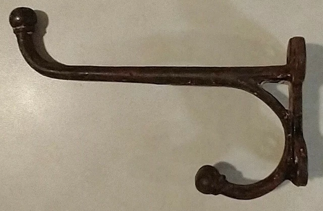 Vintage Cast Iron Tack Saddle 8" Hook Hat Rack Hall Tree Barn Farm Rustic