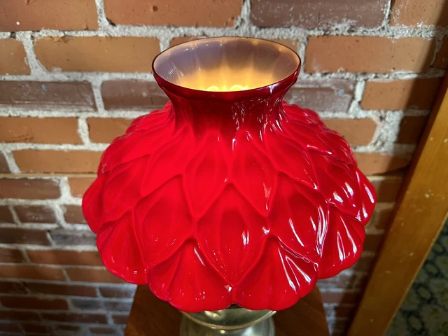 Aladdin Artichoke Ox Blood Cased Glass Oil Lamp Shade For 10in. Shade holder 11