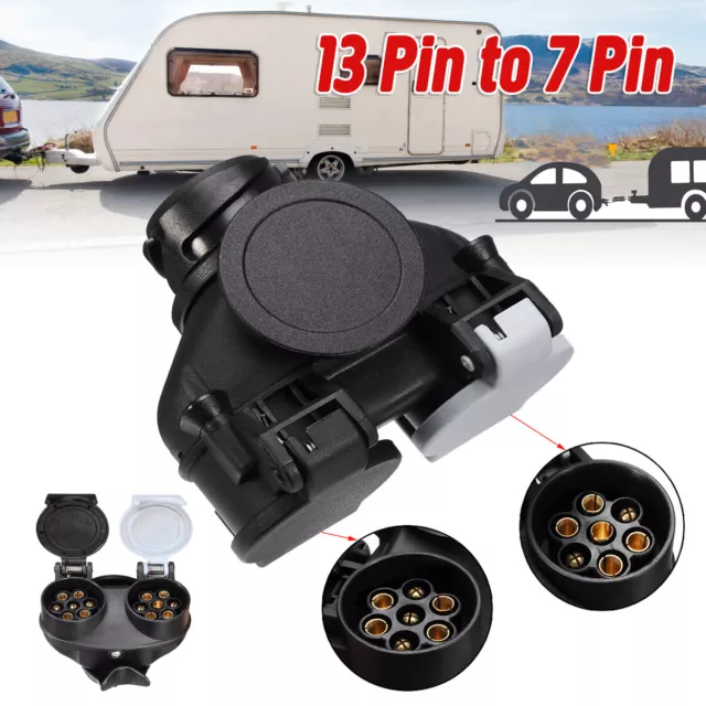 13 Pin To Dual 7 Pin Plug Socket Conversion Adapter 12V Converter Caravan Towing