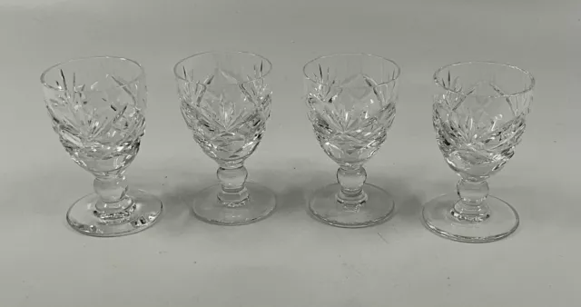 SET OF 4 ROYAL BRIERLEY BRAEMAR CUT LEAD CRYSTAL SHOT GLASSES Sh18