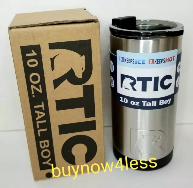 New RTIC 10oz Stainless Steel Double Wall Insulated Tall Boy Tumbler Hot or Cold
