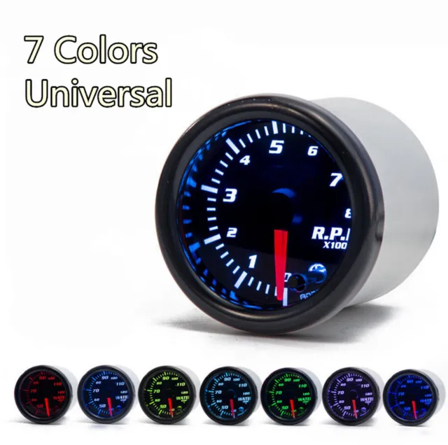 Universal 2 Inch 52mm Car Tachometer Tach RPM Gauge Digital 7 Color LED Display