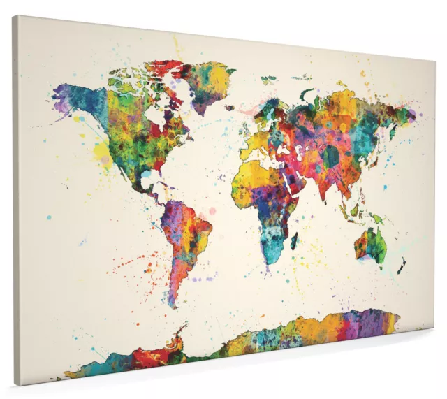 Map of the World Map Watercolor Box Canvas and Poster Print (1153)