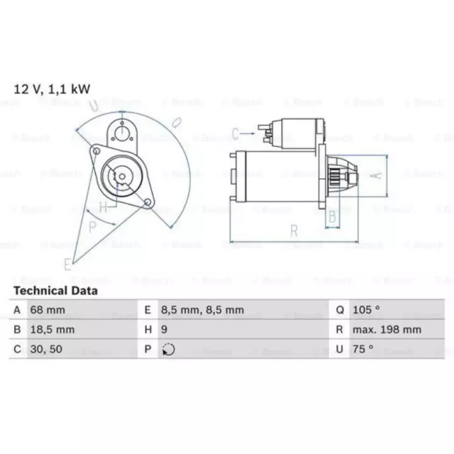 BOSCH Anlasser Starter 1.1kW 0 986 019 870