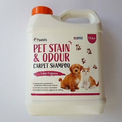 Champú alfombra olor a limón Pawbits perros gatos 1 litro británico