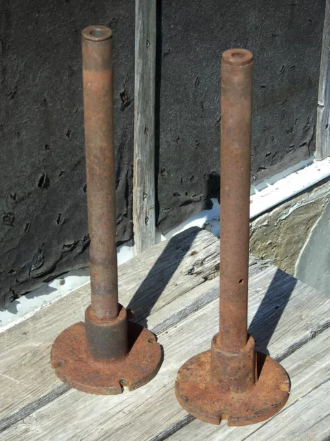 Pair 2 Antique Cast Iron Machine Base Stands Steampunk Industrial Table Pedestal
