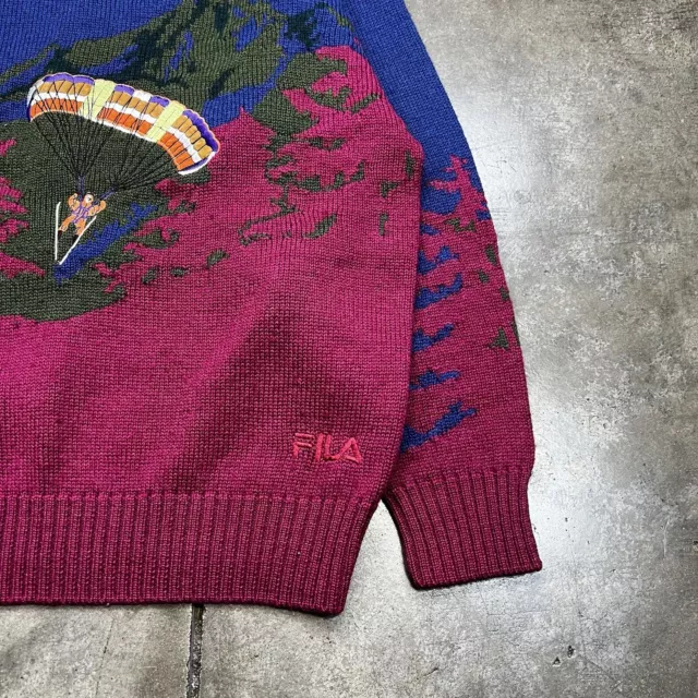 VINTAGE 80S 90S Fila Wool Knitwear Crewneck Ski Sweater Abstract ...