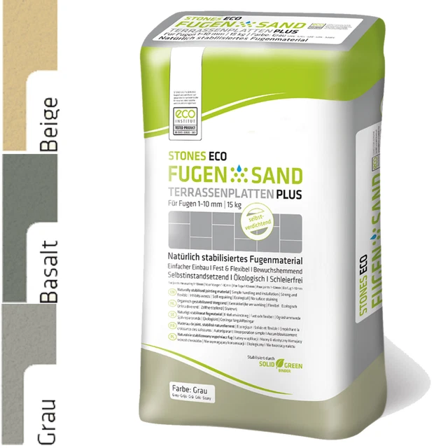 Stones Eco Fugensand Terrassenplatten 1-10 mm 15kg Einkehrsand Pflasterfugensand