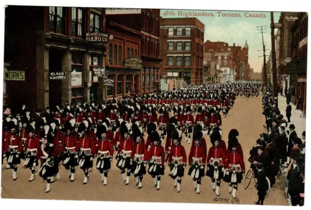 48th Highlanders on parade Toronto Canada vintage postcard