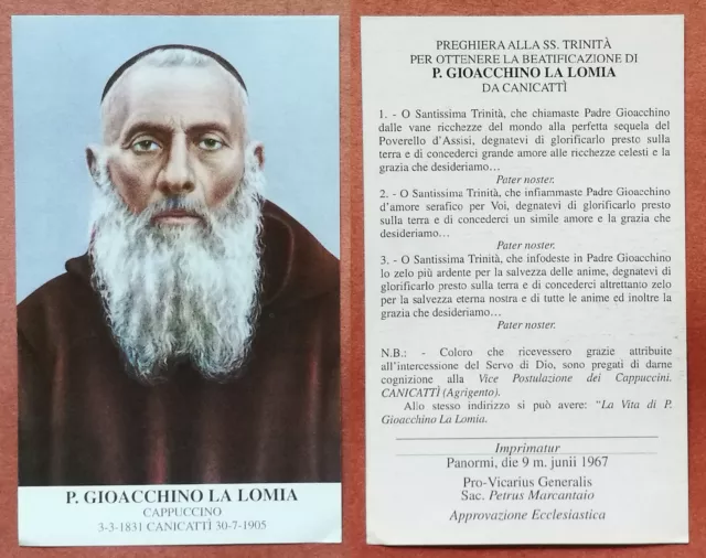 Santino Holy Card: Padre Gioacchino la Lomia - Cappuccino - Canicattì