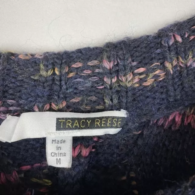 Tracy Reese chunky cable knit wool sweater size M 2