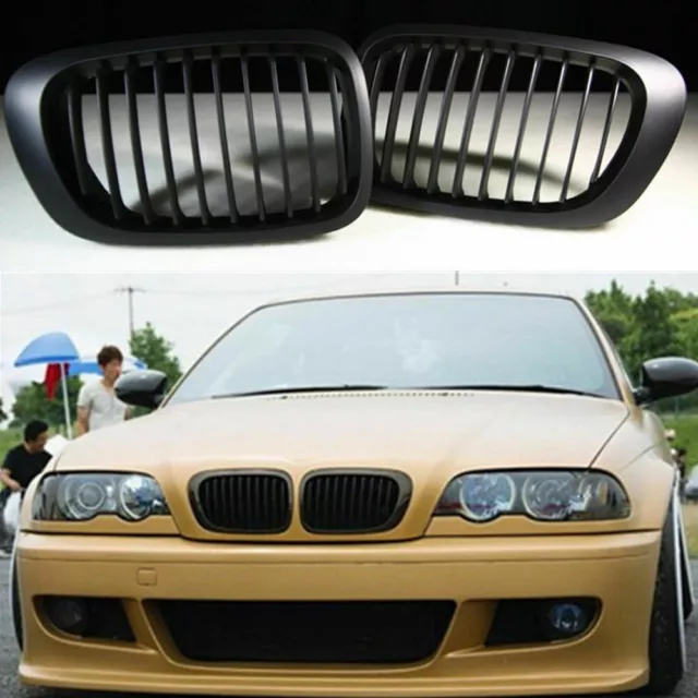 Rein Calandre Grille Avant Noir Mat pour BMW Série 3 2Dr E46 Coupé 1999-2002