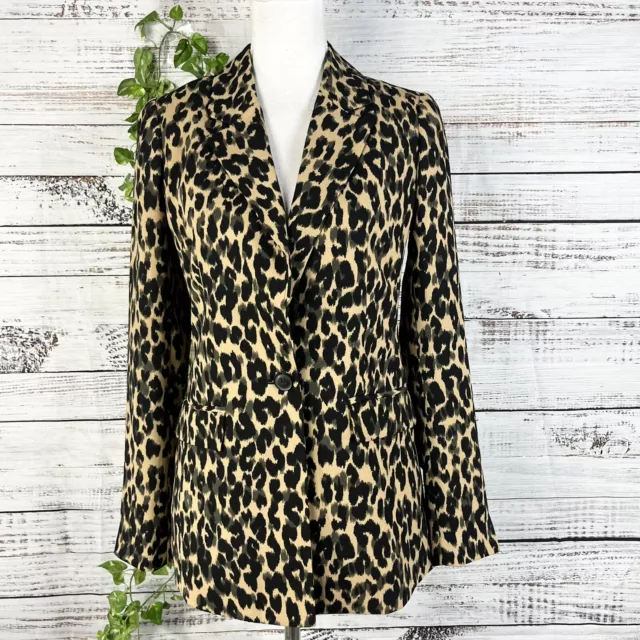 Halogen Blazer Jacket size Extra Small Black Camel Leopard Cheetah Career Suit