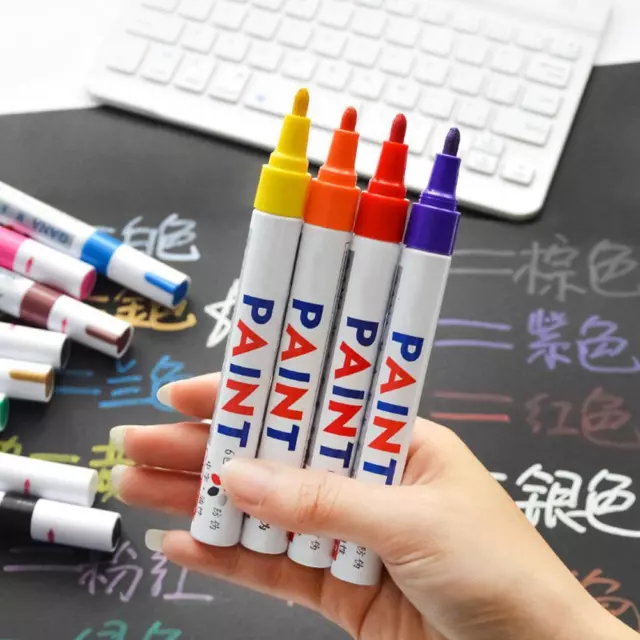 NEU Permanentlack Marker Stift Wasserdicht für Autoreifen Lauffläche Gummi Metall Stift