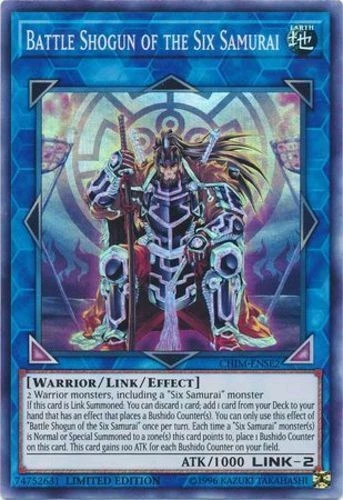 YUGIOH  BATTLE SHOGUN OF THE SIX SAMURAI 1st ED CHIM-ENSE2 SUPER RARE NM CARD