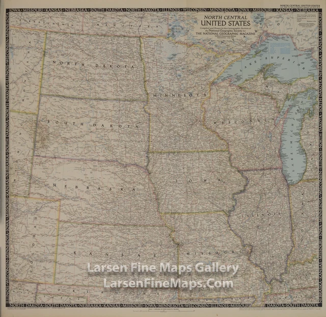 1948 NATIONAL GEOGRAPHIC Map North Central United States, Midwest 9.99
