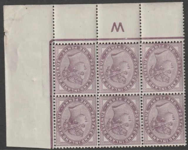 E108  GREAT BRITAIN 1881 1d lilac - CONTROL W block of 6 with INVERTED WATERMARK