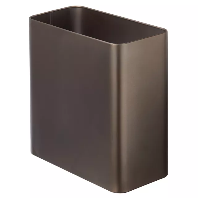 mDesign rechteckiger Mülleimer – 10 L Papierkorb aus Metall – bronzefarben