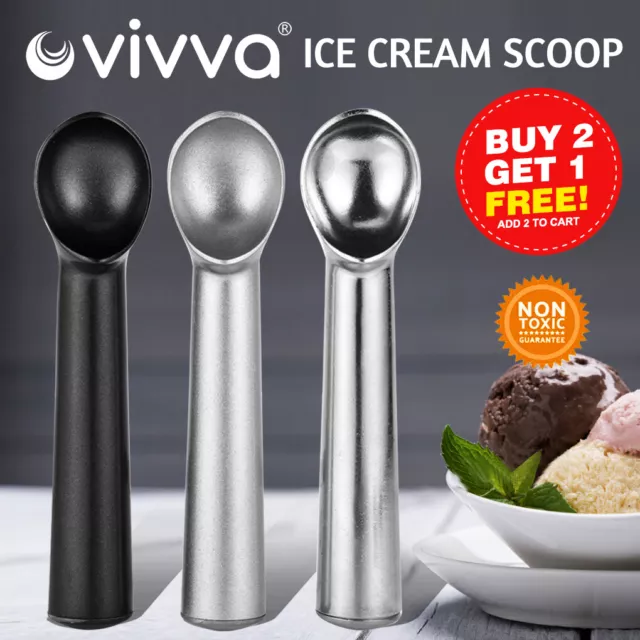 Anti-Freeze Ice Cream Scoop Non Stick Professional Spoon Polished Aluminium