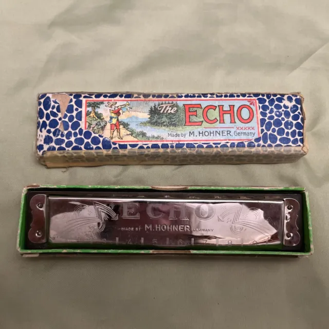 Vintage M. Hohner Harmonica - The Echo - Made In Germany With Box - Used Vintage
