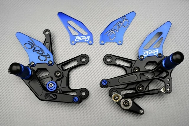 AVDB Pedane Arretrate Regolabili In Alluminio Per YAMAHA YZF R1 RN19 2007-2008 | Kit Completo Con Poggiapiedi E Paratacchi | Personalizzazione Colori (Nero) - 4