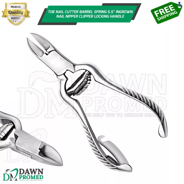 Toe Nail Cutter Barrel Spring 5.5" Ingrown Nail Nipper Clipper Locking Handle