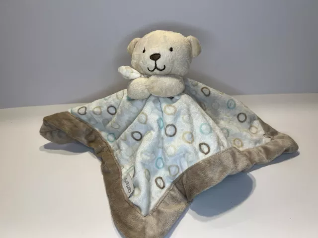Carters Lovey Tan Bear Plush Circles Blue Beige Brown Baby Security Blanket 2016